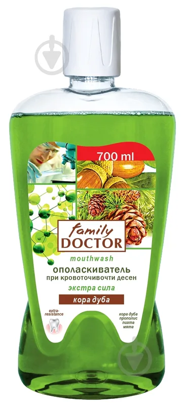 Ополіскувач для ротової порожнини Family Doctor при кровоточивості ясен "Кора дуба" 700 мл