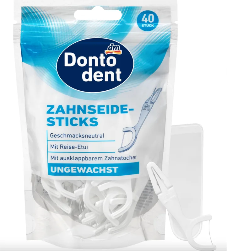 Зубні нитки-палички Dontodent Sensitive ( для чутливих зубів із вузькими проміжками між зубами) 40 шт