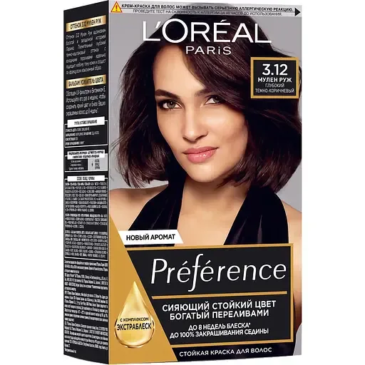 Фарба для волосся L'Oréal Paris Preference, відтінок 3,12 (Мулен Руж. Глибокий темно-коричневий), 174 мл (A8454601)