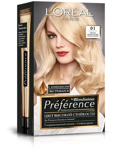 Фарба для волосся L'Oréal Paris Preference, відтінок 01 (Світло-світло-русявий натуральний), 174 мл (A6210327)