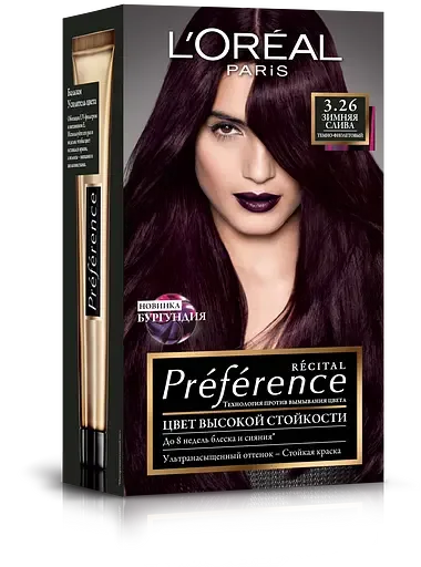 Фарба для волосся L'Oréal Paris Preference, відтінок 3.26 (Терпкий глінтвейн. Темно-фіолетовий), 174 мл (A9154200)