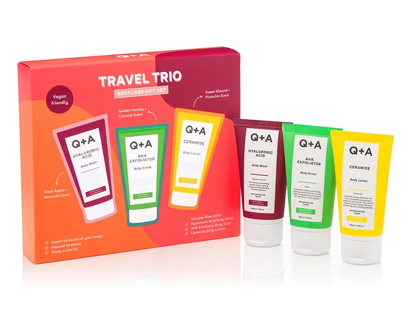 Подарунковий набір для догляду за тілом Q+A Travel Trio Bodycare Gift Set