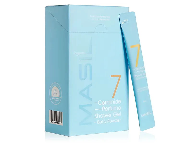 Парфумований гель для душу з церамідами MASIL 7 CERAMIDE PERFUME SHOWER GEL (BABY POWDER) - 8 мл * 20 шт