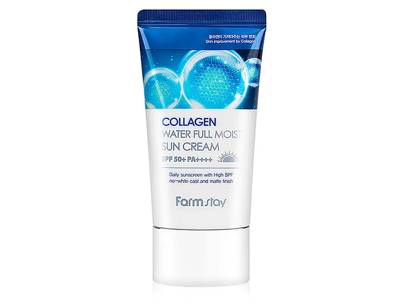 Зволожуючий сонцезахисний крем для обличчя з колагеном FarmStay Collagen Water Full Moist Sun Cream SPF 50+ PA++++, 50г