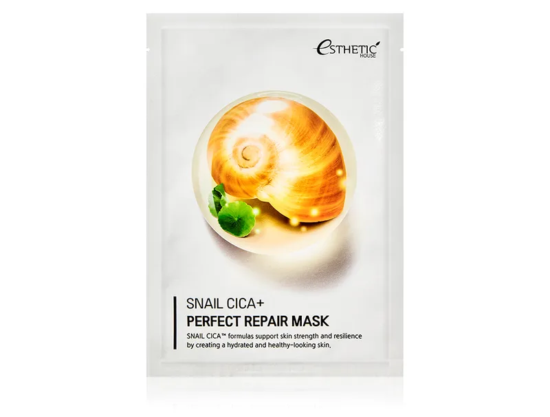 Відновлююча маска для обличчя з екстрактом равликового муцина Esthetic House Snail Cica+ Perfect Repair Mask