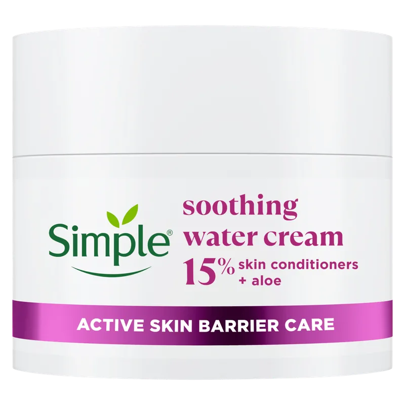 Крем для обличчя Simple заспокійливий з алое та кондиціонерами active skin barrier care 50 мл