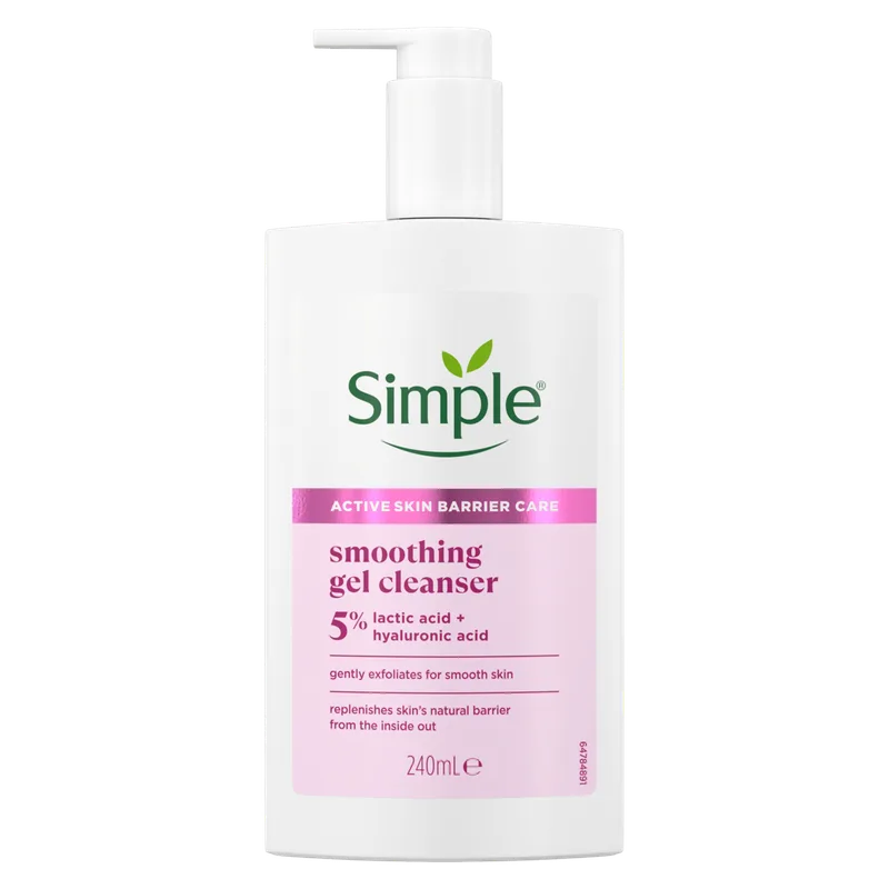 Крем для вмивання Simple Active Skin Barrier Care Розгладжуючий з молочною, гіалуроновою кислотами 240 мл