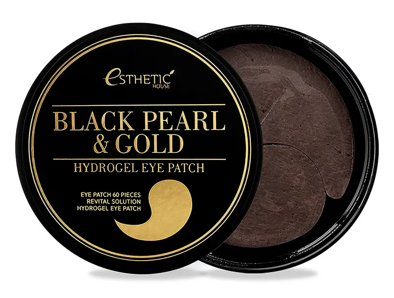 Гідрогелеві патчі під очі з чорними перлами та золотом Esthetic House Black Pearl & Gold Hydrogel Eye Patch, 60шт