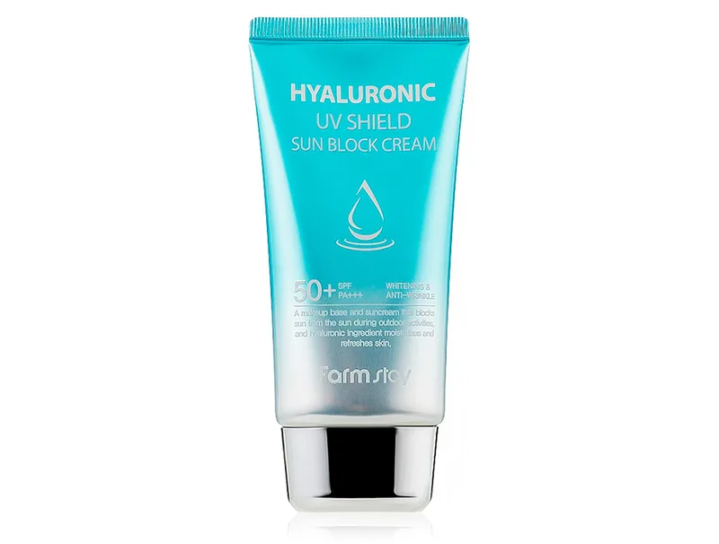 Зволожуючий сонцезахисний крем для обличчя FarmStay Hyaluronic UV Shield Sun Block Cream SPF 50+ PA+++, 70г