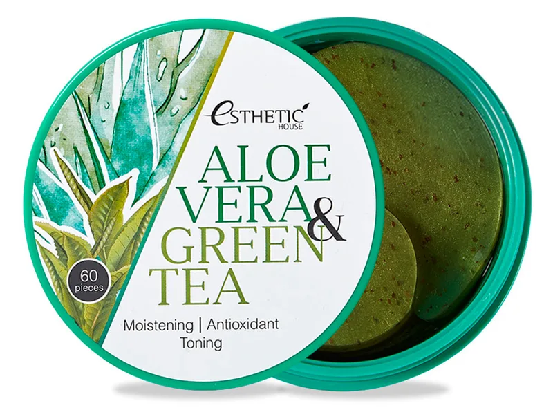 Гідрогелеві патчі під очі з алое вера та зеленим чаєм Esthetic House Aloe Vera & Green Tea Hydrogel Eye Patch, 60шт