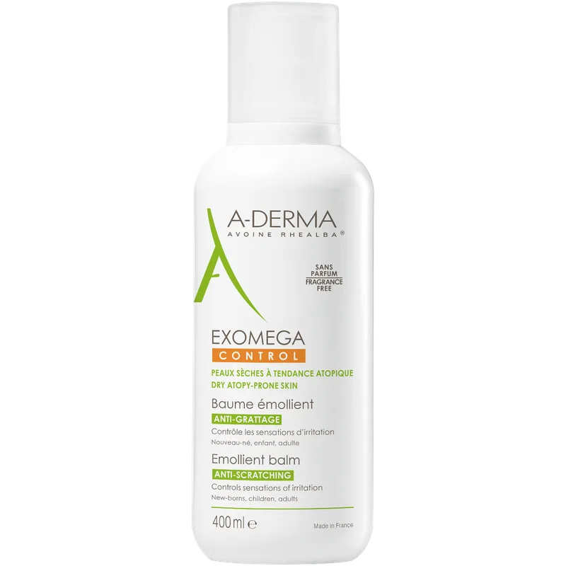 Бальзам A-Derma (А-Дерма) Exomega Control для пом'якшення атопічної шкіри обличчя та тіла, 400 мл