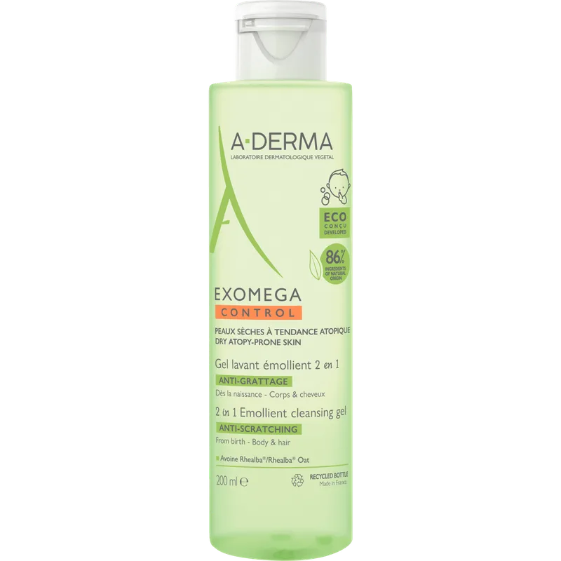 Гель-емолент A-Derma (А-Дерма) Exomega Control 2в1 200 мл