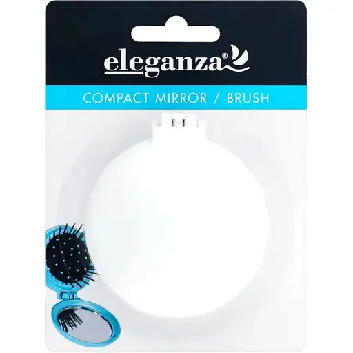 Дзеркало косметичне Eleganza з гребінцем 2-в-1 біле (850623)