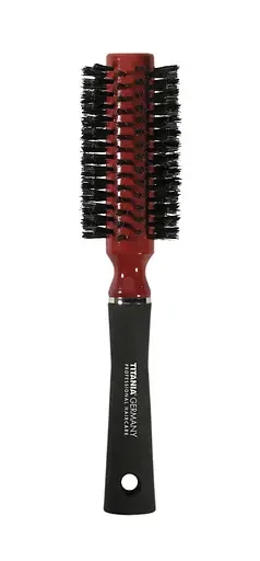 Кругла дерев'яна щітка-брашинг для волосся Titania з прогумованою ручкою, D=5 см, коричневий (1782)
