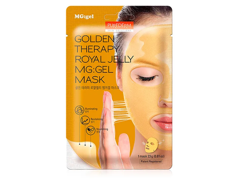 Гідрогелева маска для обличчя з маточним молочком та золотом Purederm Golden Therapy Royal Jelly MG:Gel Mask