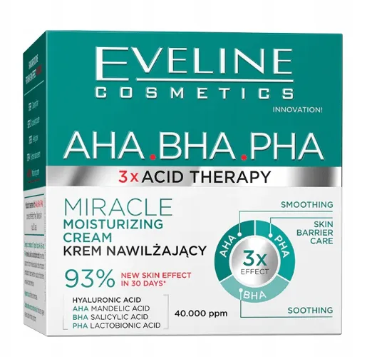 Крем для обличчя Eveline 3xAcid Therapy матуючий для зволоження та регенерації шкіри 50 мл