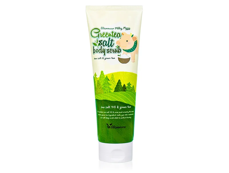 Скраб для тіла з екстрактом зеленого чаю Elizavecca Body Care Milky Piggy Green Tea Salt Body Scrub, 300мл