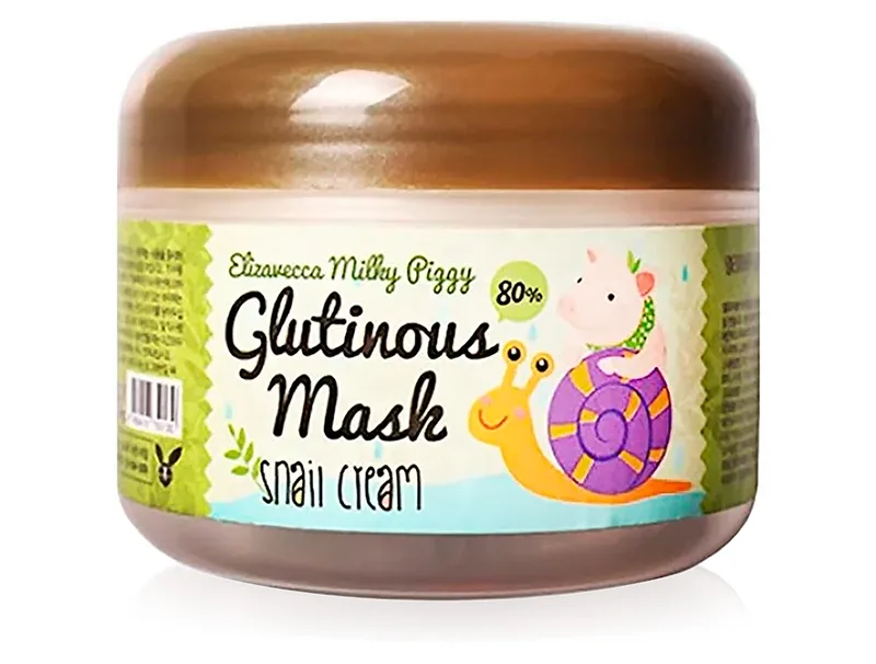 Нічна відновлююча крем-маска для обличчя Elizavecca Milky Piggy Glutinous Mask 80% Snail Cream, 100мл
