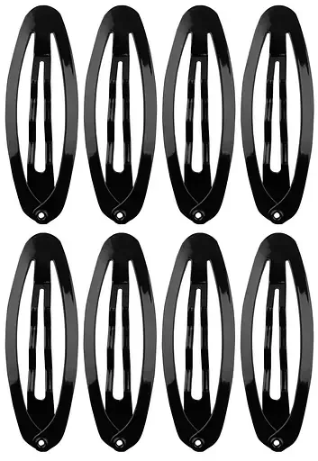 Набір металевих затискачів для волосся Titania Oval Medium, 8 шт., чорний (7888 B)
