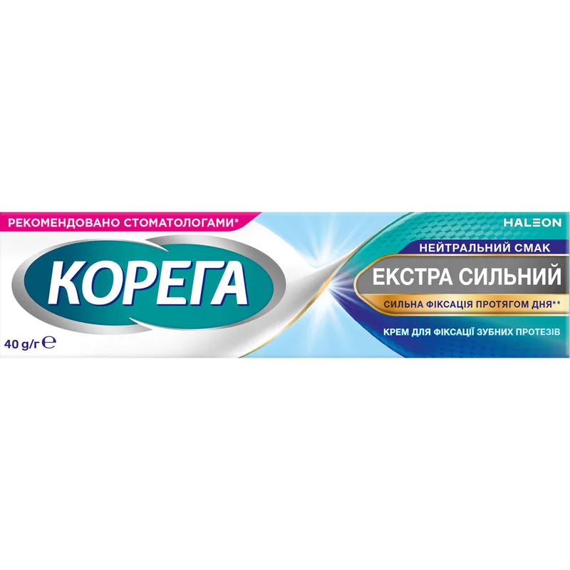 Крем для фіксації зубних протезів Корега Екстрасильний Без смаку (нейтральний смак)