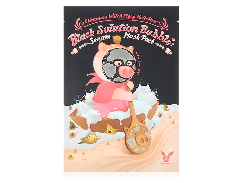 Киснева маска для обличчя від чорних цяток Elizavecca Witch Piggy Hell-Pore Black Solution Bubble Serum Mask Pack