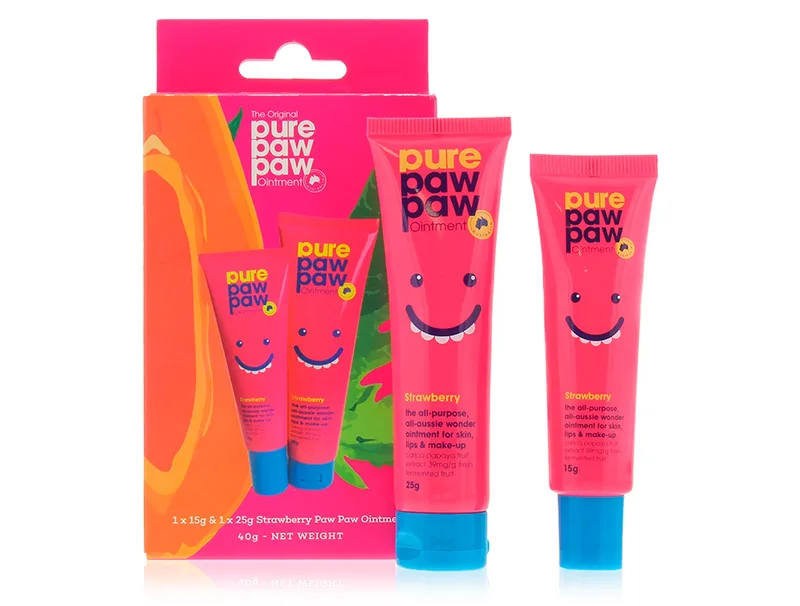 Набір відновлюючих бальзамів для губ «Полуничний смузі» Pure Paw Paw Ointment Strawberry Duo