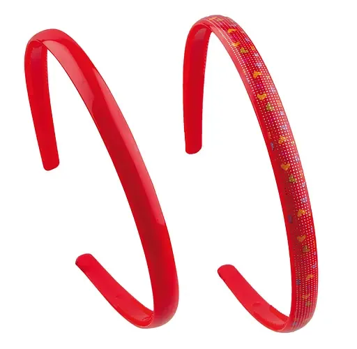 Набір середніх дитячих обручів для волосся Titania Heart and Glitter, 2 шт., червоний (7896 GIRL)