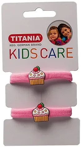 Набір резинок для волосся Titania Кекс, 4 см, бузковий, 2 шт. (8506 KIDS)