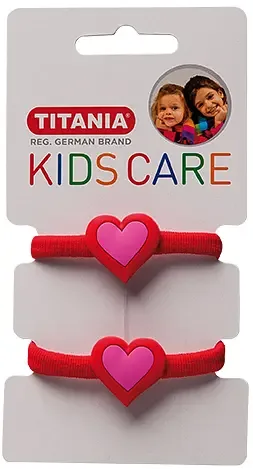 Набір резинок для волосся Titania Серце, 4 см. червоний, 2 шт. (8500 KIDS)