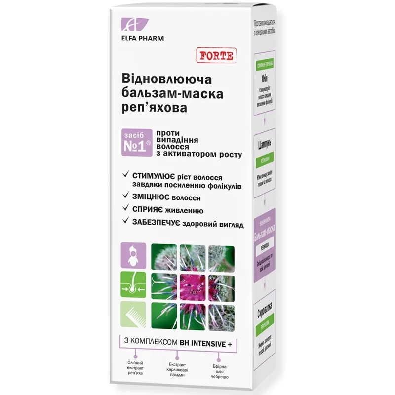 Бальзам маска засіб №1 проти випадіння волосся Elfa Pharm (Ельфа Фарм) з активатором росту Bh Intensive+ 200 мл
