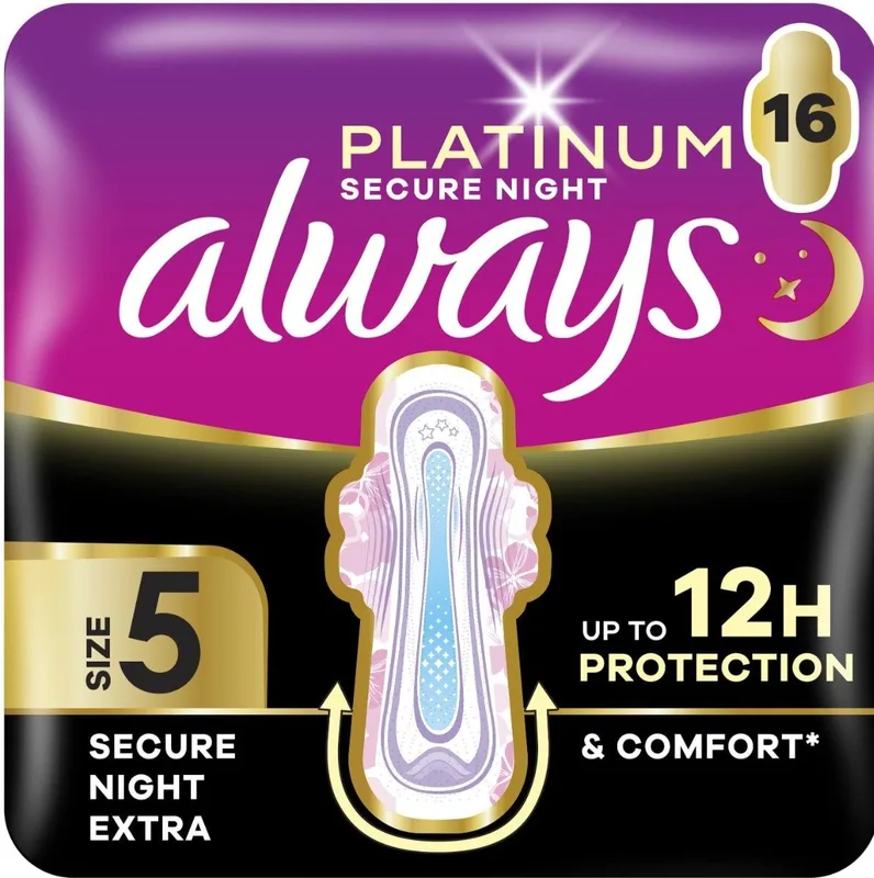 Гігієнічні прокладки Always Platinum Secure Night Extra (Розмір 5) 16 шт.