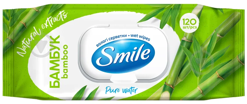 Вологі серветки Smile з екстрактом бамбука 120 шт.