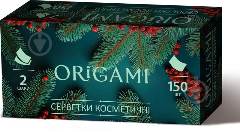 Серветки косметичні в коробці ORIGAMI 2 шари 150 лист.