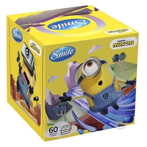 Серветки паперові у коробці Smile «Міньйони» тришарові 60 шт.