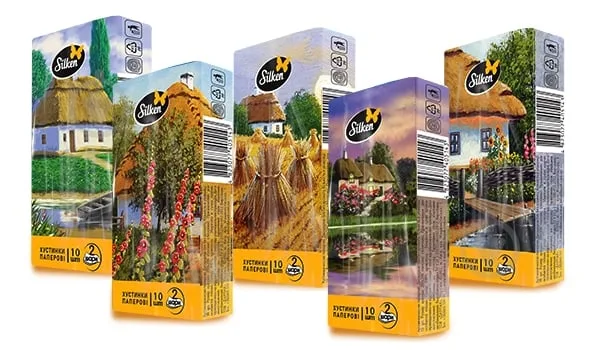 Серветки гігієнічні кишеньки Silken Українське село 10 шт.