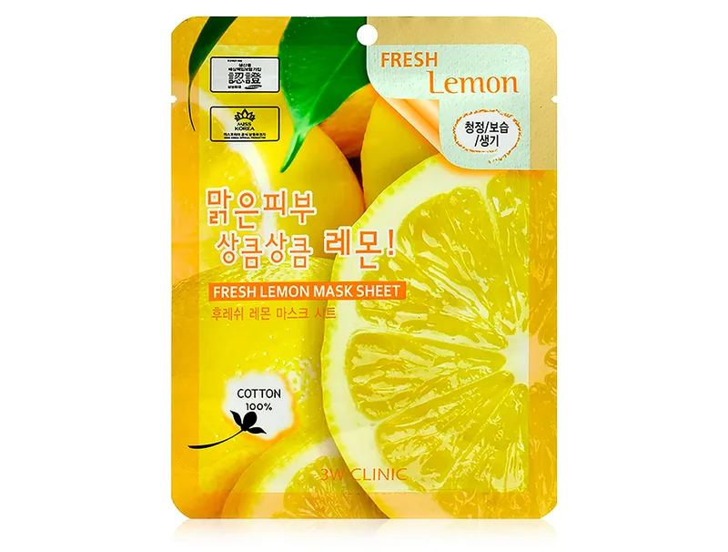 Тканинна маска для обличчя з екстрактом лимону 3W Clinic Fresh Lemon Mask Sheet