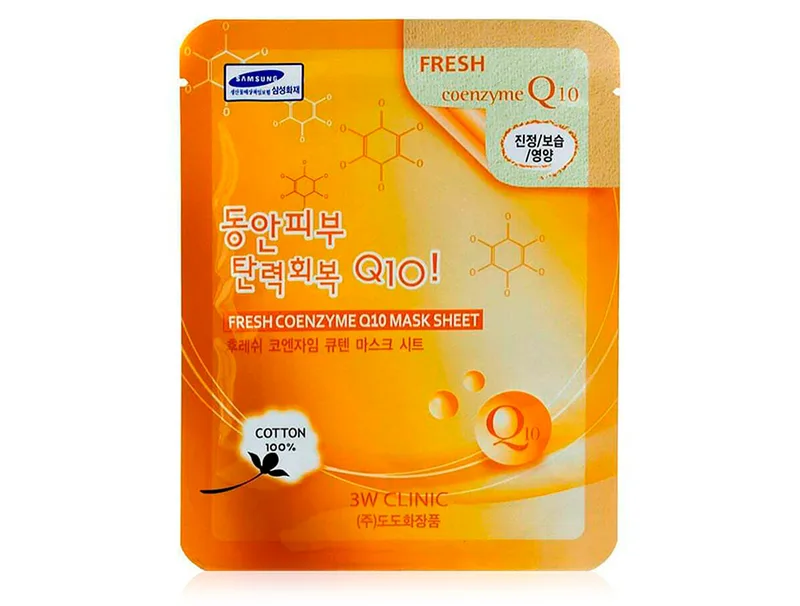 Тканинна маска для обличчя з коензимом Q10 3W Clinic Fresh Coenzyme Q10 Mask Sheet