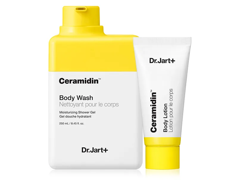 Набір: Гель для душу + Лосьйон для тіла з керамідами Dr. Jart+ Ceramidin Body Wash + Ceramidin Body Lotion, 250мл + 30мл