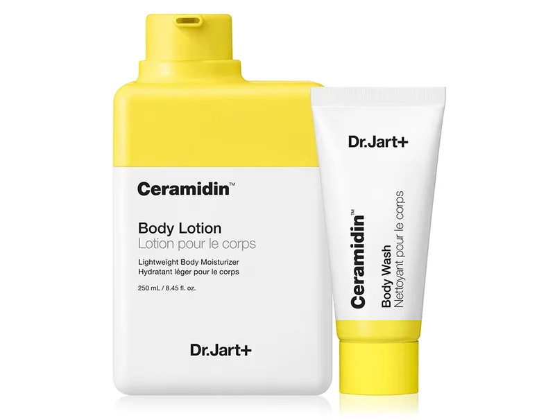 Набір: Гель для душу + Лосьйон для тіла з керамідами Dr. Jart+ Ceramidin Body Wash + Ceramidin Body Lotion, 250мл + 30мл