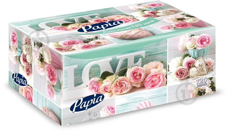 Серветки гігієнічні у коробці PAPIA 2 шари 120 шт.