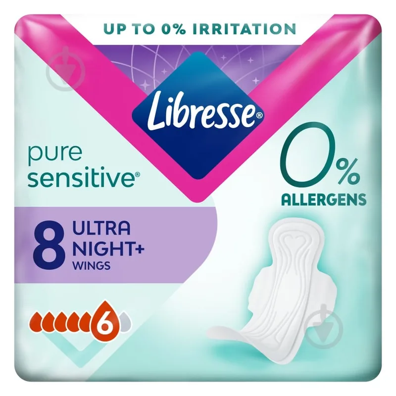 Прокладки гігієнічні Libresse Pure Sensitive Ultra Night 8 шт.