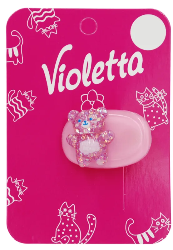 Затиск для волосся Violetta дитячий з блискучим ведмедиком 1 шт.