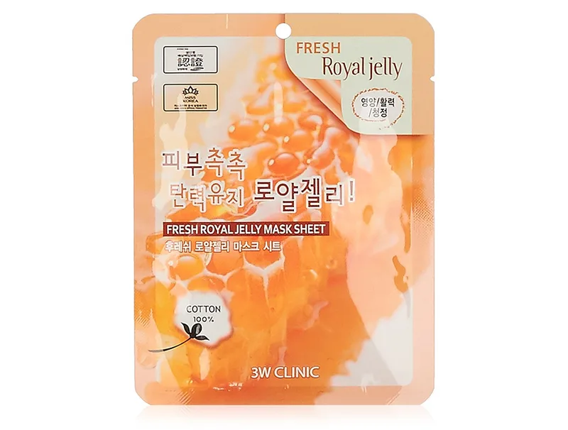 Тканинна маска для обличчя з маточним молочком 3W Clinic Fresh Royal Jelly Mask Sheet