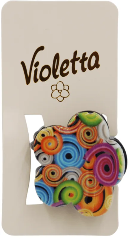 Краб для волосся Violetta у формі яскравої квітки з барвистим спіральним візерунком 1 шт