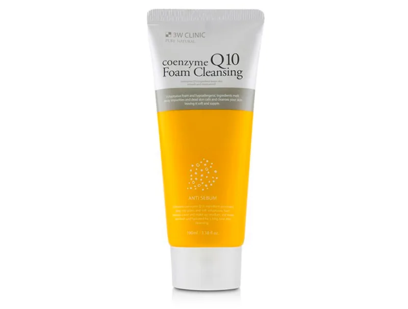 Очищаюча пінка для обличчя з коензимом Q10 3W Clinic Coenzyme Q10 Foam Cleansing Anti Sebum, 100мл