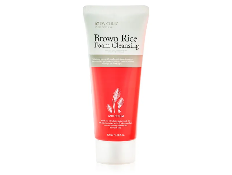 Очищаюча пінка для обличчя з коричневим рисом 3W Clinic Brown Rice Foam Cleansing Anti Sebum, 100мл
