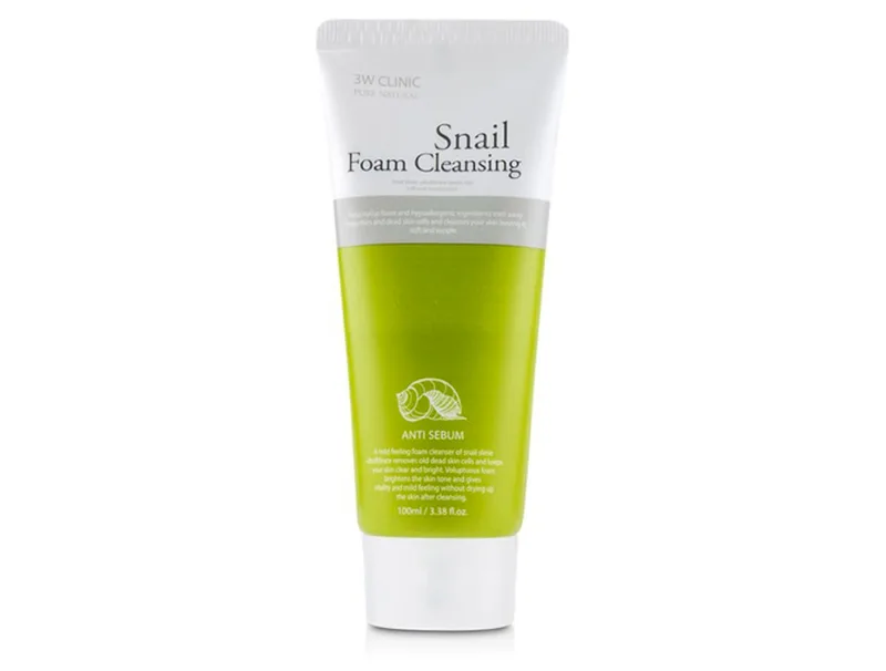 Очищаюча пінка для обличчя з муцином равлика 3W Clinic Snail Foam Cleansing Anti Sebum, 100мл