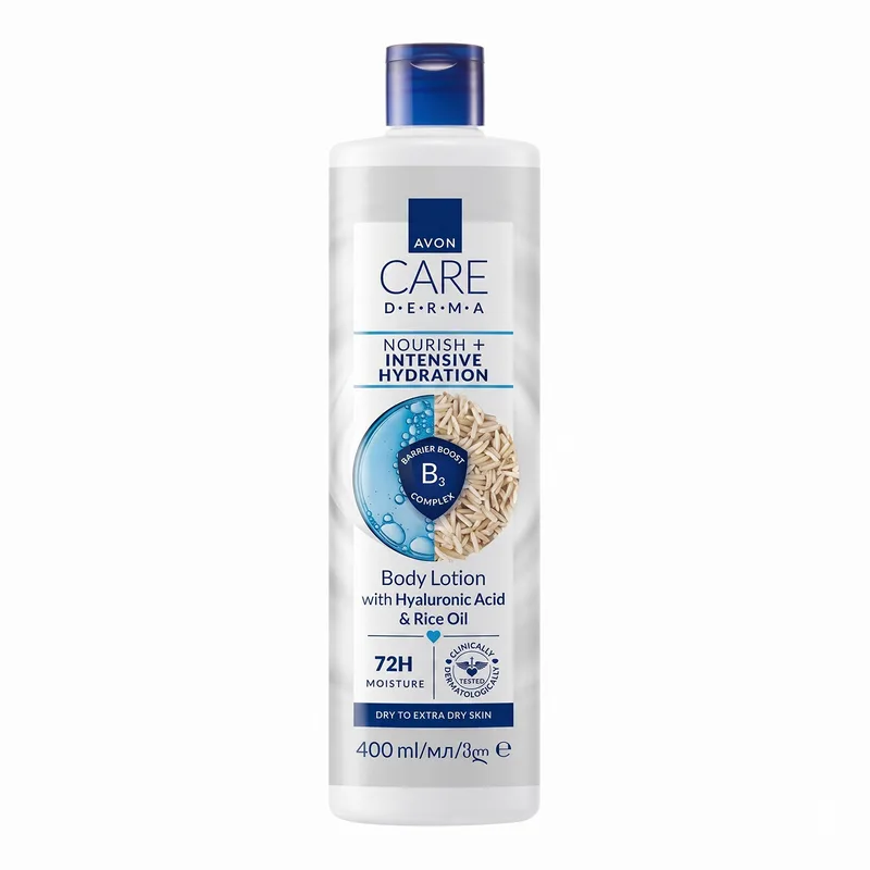 Avon Care Derma зволожуючий бальзам для тіла Hyaluronic Acid & Rice Oil 400 мл