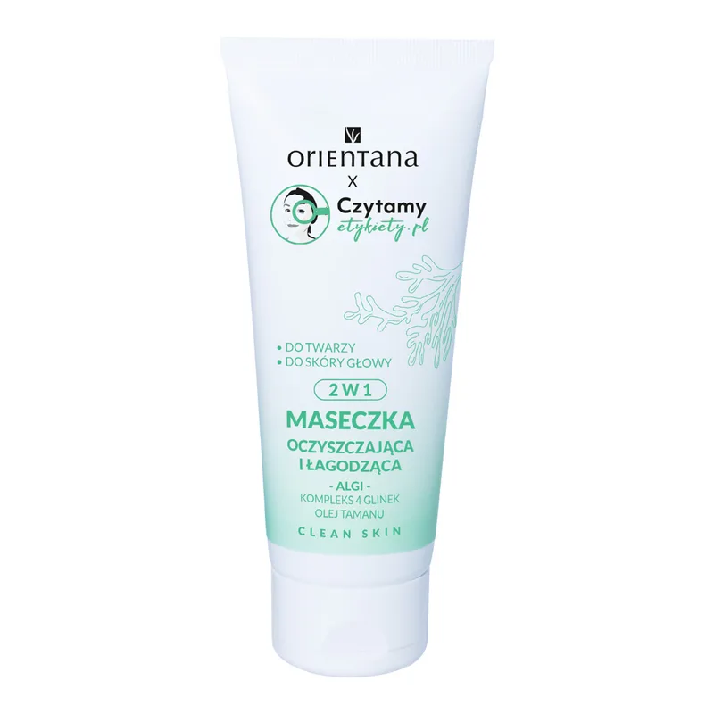 Orientana x Czytamy Etykiety.pl очищувальна та заспокійлива маска 2 в 1 з комплексом із 4 видів глини 75 мл