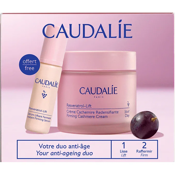 Набір Caudalie (Кодалі) Resveratrol Lift (Кашемір крем 50 мл+Крем нічний 15 мл+Гель-крем для контуру очей 5 мл)